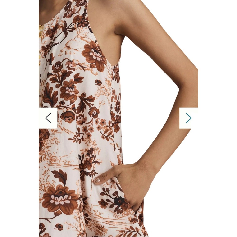 Anthropologie Maeve Neutral Floral Split Print V-Back Shift Dress XL NWT - Picture 3 of 12